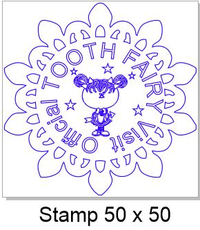 Tooth fairy stamp 50 x 50mm, Rubber only,